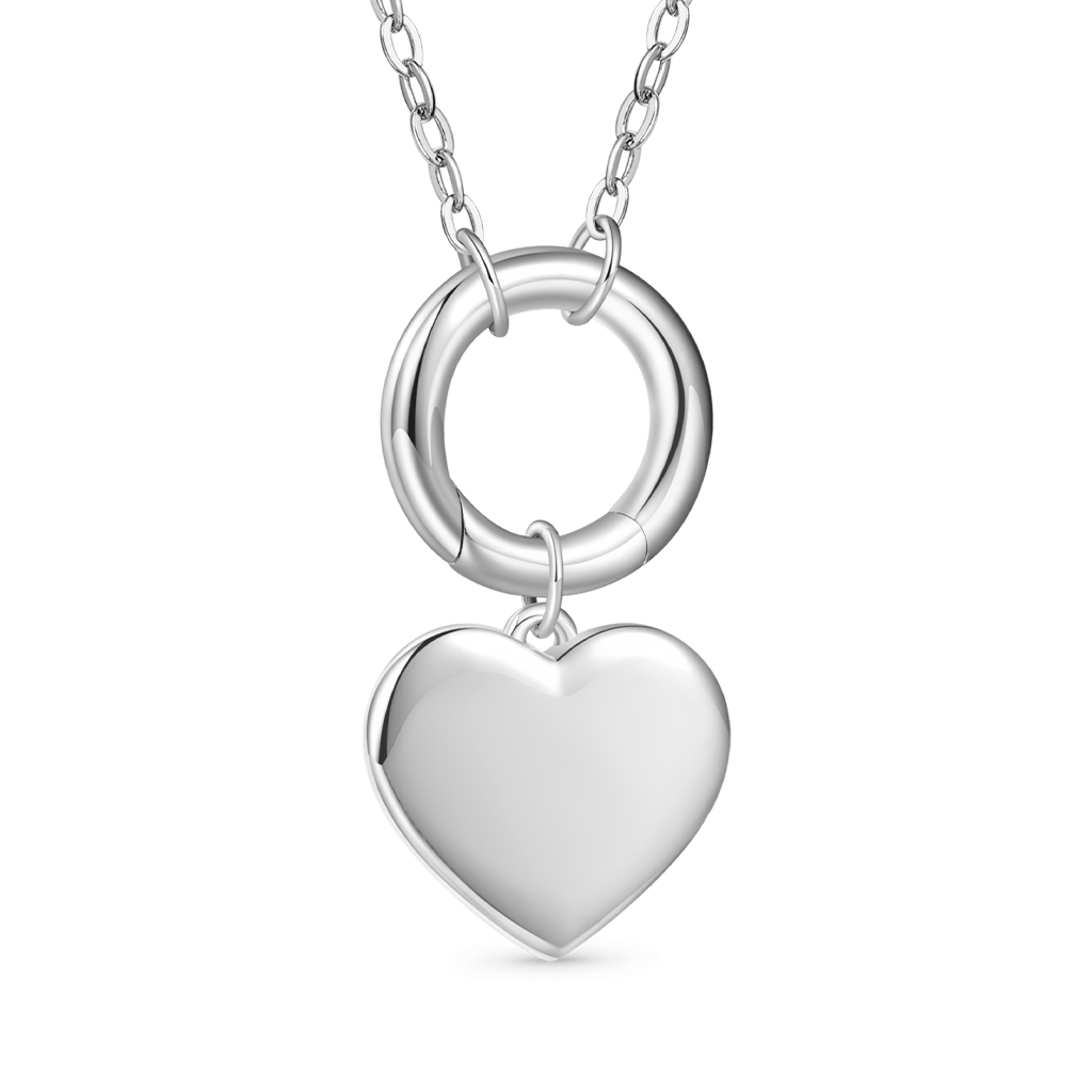 Gnoce Silver Circle Clasp Heart Charm Necklace_3