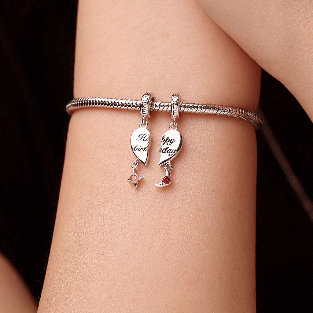 Gnoce Love Engravable Name Birthstone ‘Happy birthday’ Double Pendant Dangle Charm_6