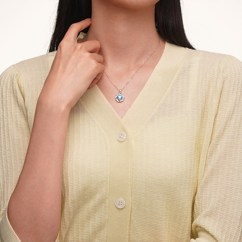 Gnoce Circle of Gratitude Diamond Heart Birthstone Necklace_3