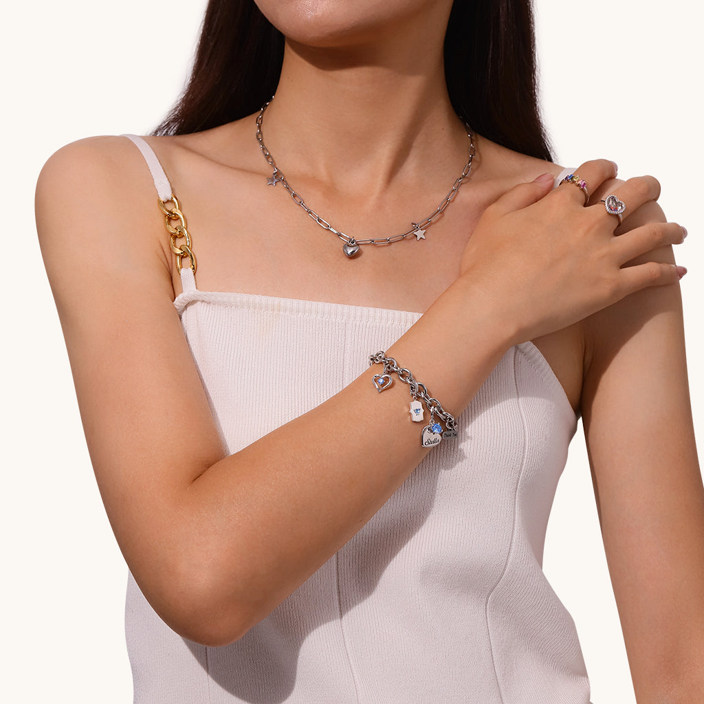 Gnoce Zodiac Sign Heart Clasp Clusters Charm_4