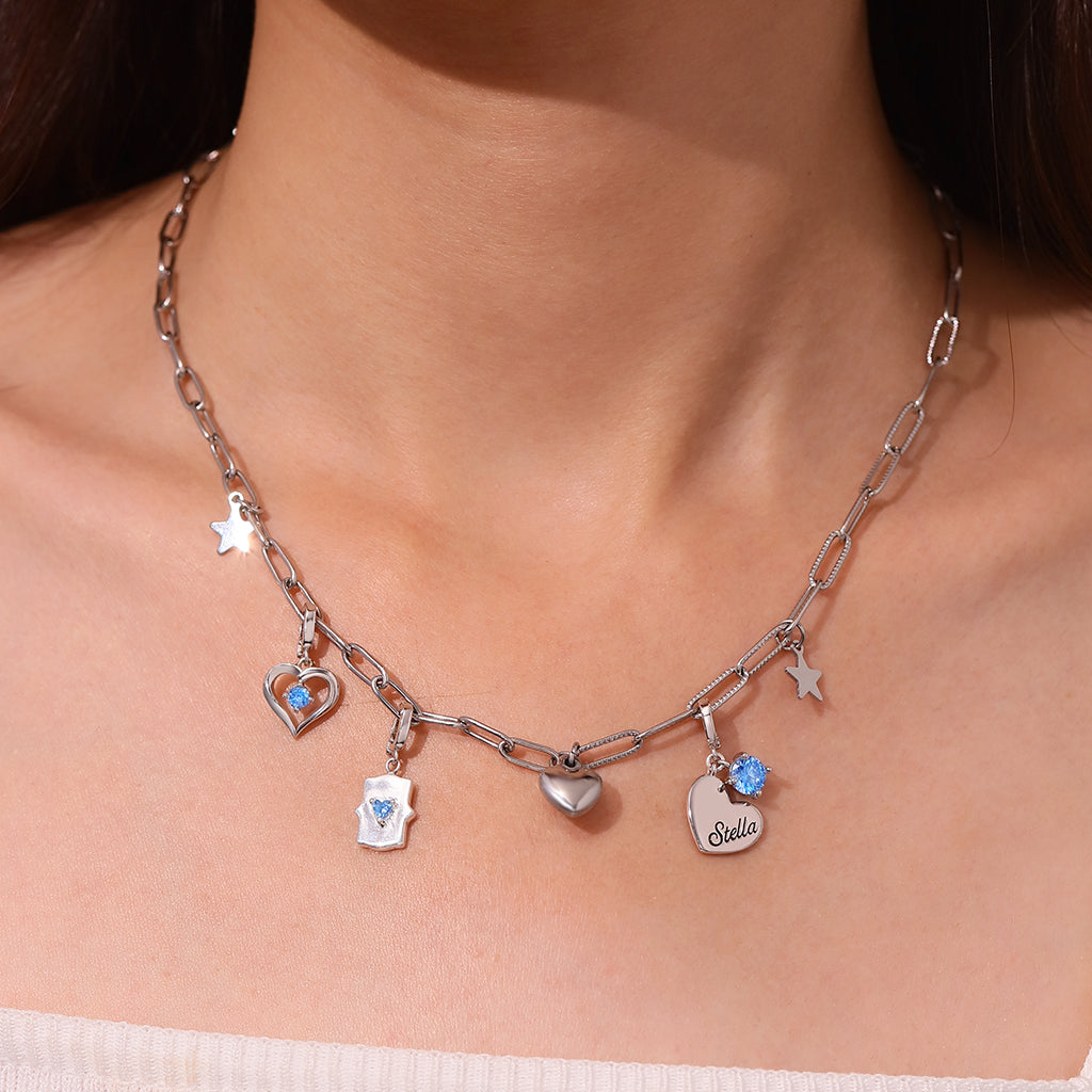 Gnoce Zodiac Sign Heart Clasp Clusters Charm_5