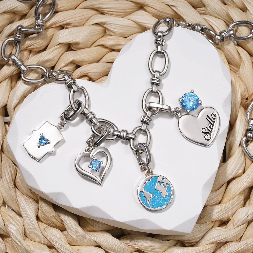 Gnoce Zodiac Sign Heart Clasp Clusters Charm_3