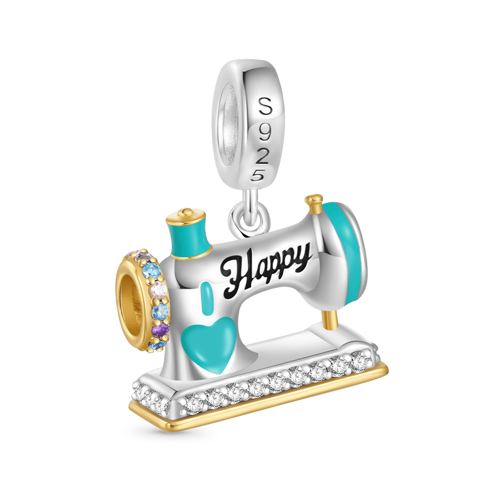 Gnoce Green Happy Sewing Machine Pendant Dangle Charm_2
