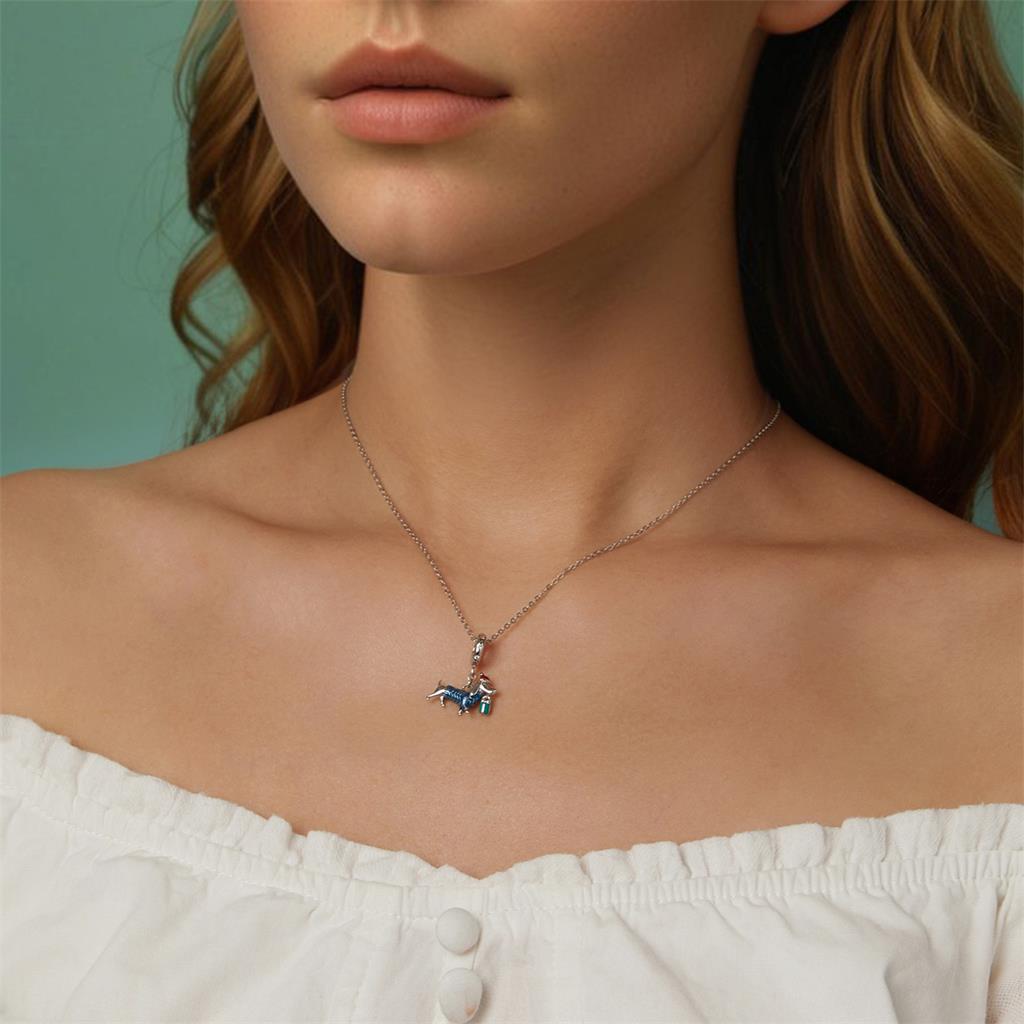 Gnoce Christmas Dachshund Pendant Dangle Charm_5