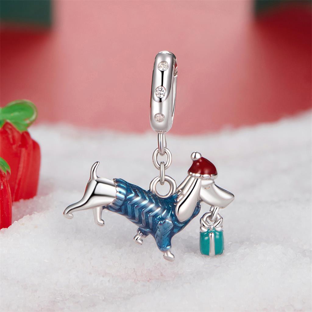 Gnoce Christmas Dachshund Pendant Dangle Charm_2