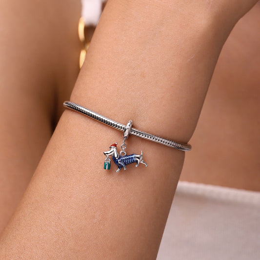 Gnoce Christmas Dachshund Pendant Dangle Charm_7