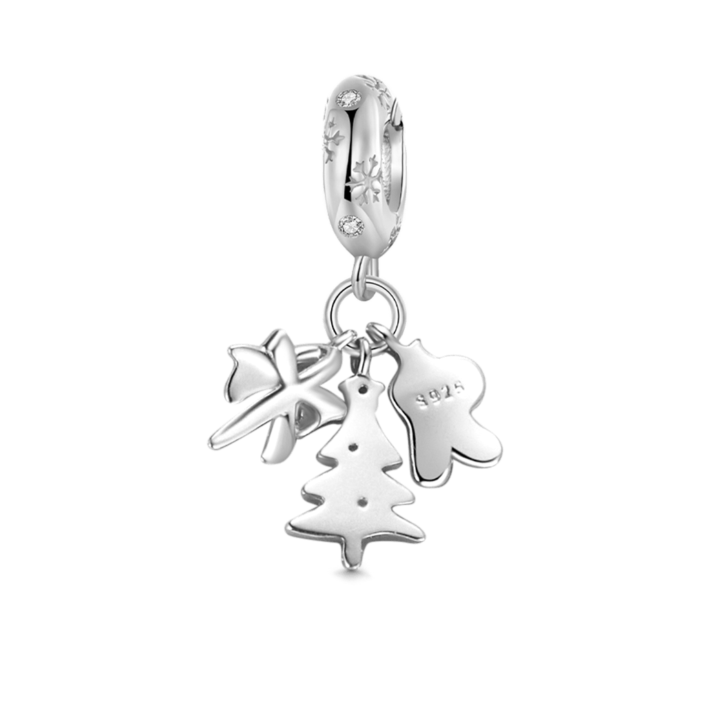 Gnoce Christmas Tree & Candy & Gingerbread Man Triple Pendant Dangle Charm_2