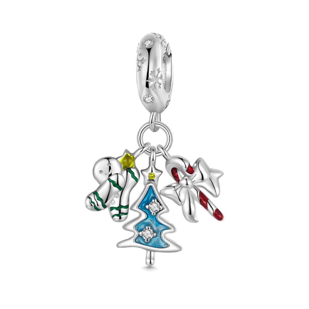 Gnoce Christmas Tree & Candy & Gingerbread Man Triple Pendant Dangle Charm_1