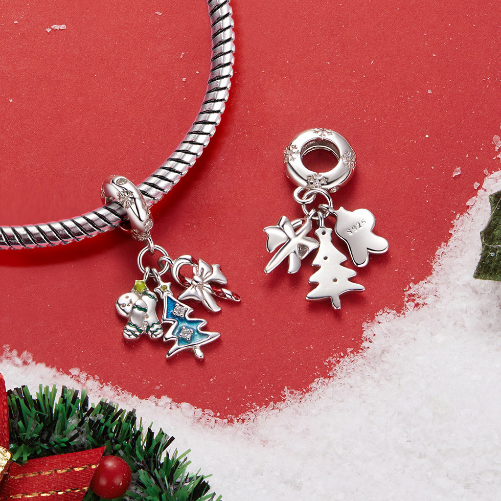 Gnoce Christmas Tree & Candy & Gingerbread Man Triple Pendant Dangle Charm_3