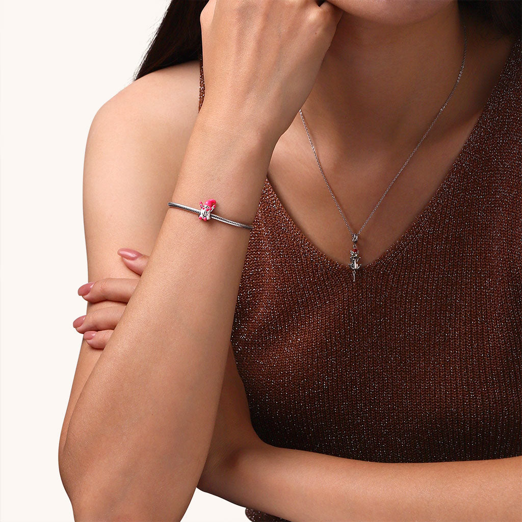 Gnoce Valentines Day Pink Heart Gnome Girl Charm_4