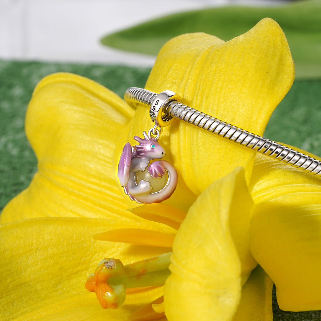 Gnoce Fantasy Forest Purple Dragon Glow-in-the-Dark Pendant Dangle Charm_4