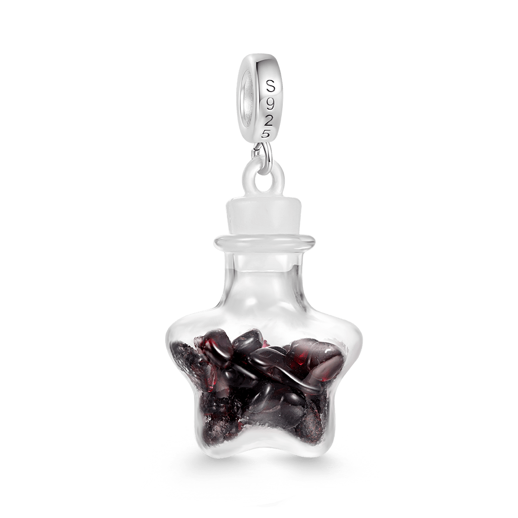 Gnoce Natural Garnet Crystal Star Glass Bottle Pendant Dangle Charm_2