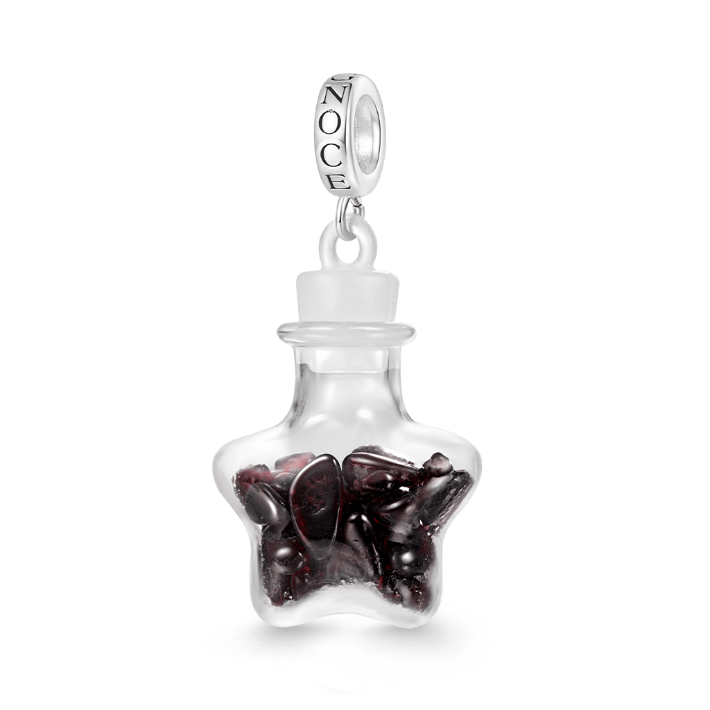 Gnoce Natural Garnet Crystal Star Glass Bottle Pendant Dangle Charm_1