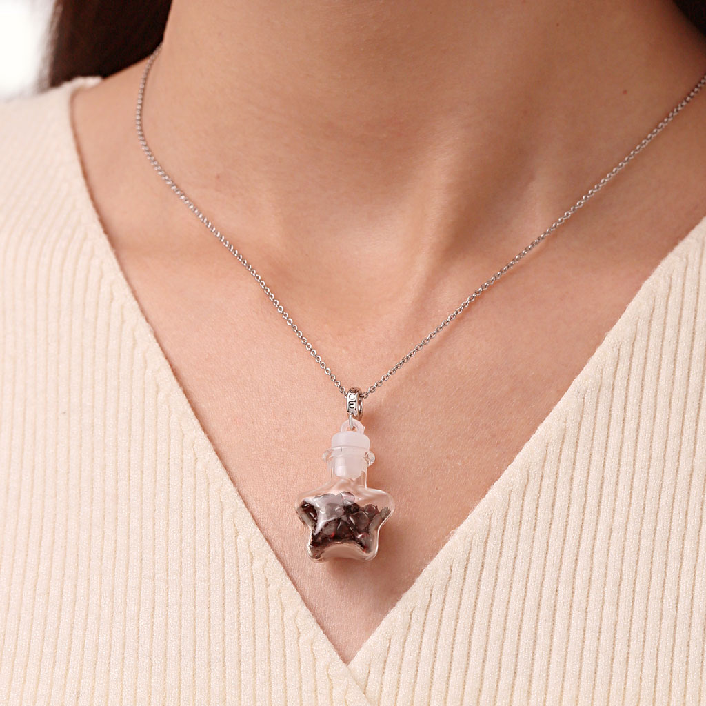 Gnoce Natural Garnet Crystal Star Glass Bottle Pendant Dangle Charm_5