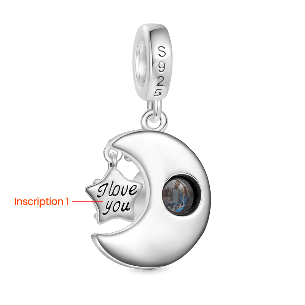 Gnoce Projection Moon & Star Engravable Pendant Dangle Charm_3