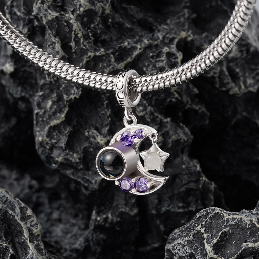 Gnoce Projection Moon & Star Engravable Pendant Dangle Charm_2
