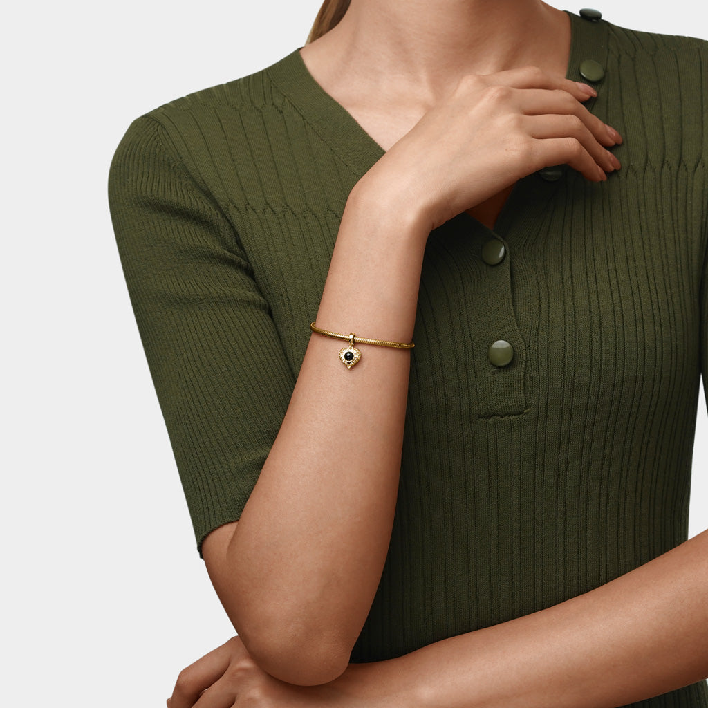 Gnoce Projection Heart Photo 18K Gold Plated Pendant Dangle Charm_2