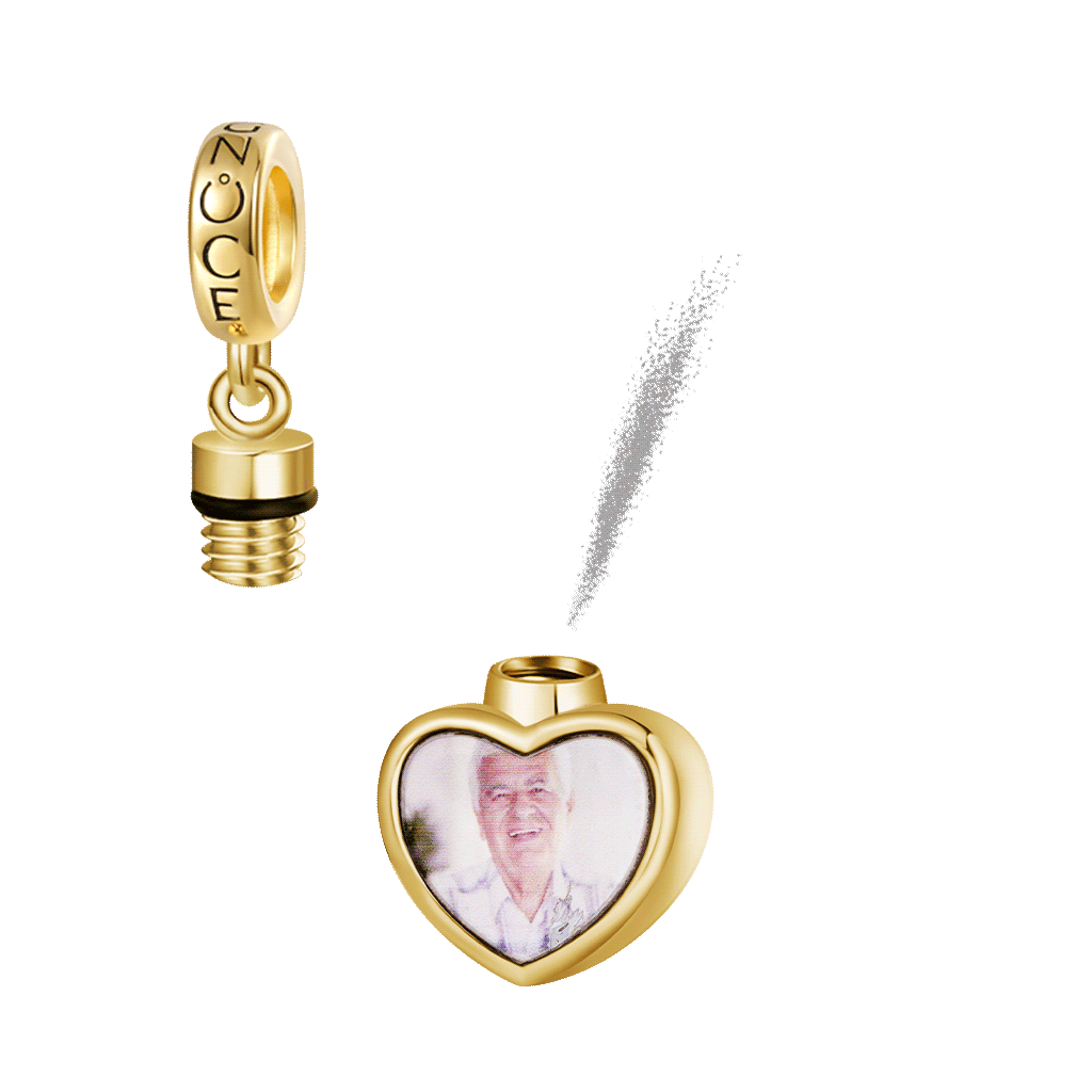 Gnoce 18K Gold Plated 'My guardian angel' Heart Memorial Urn Ashes Photo Pendant Dangle Charm_1