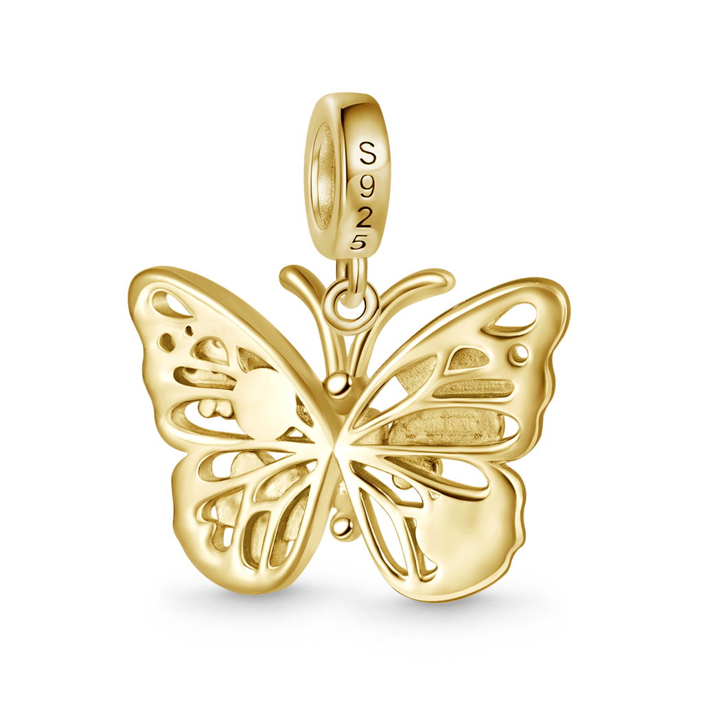 Gnoce 18K Gold Plated Sparkling Flying Butterfly Moonstone Pendant Dangle Charm_2