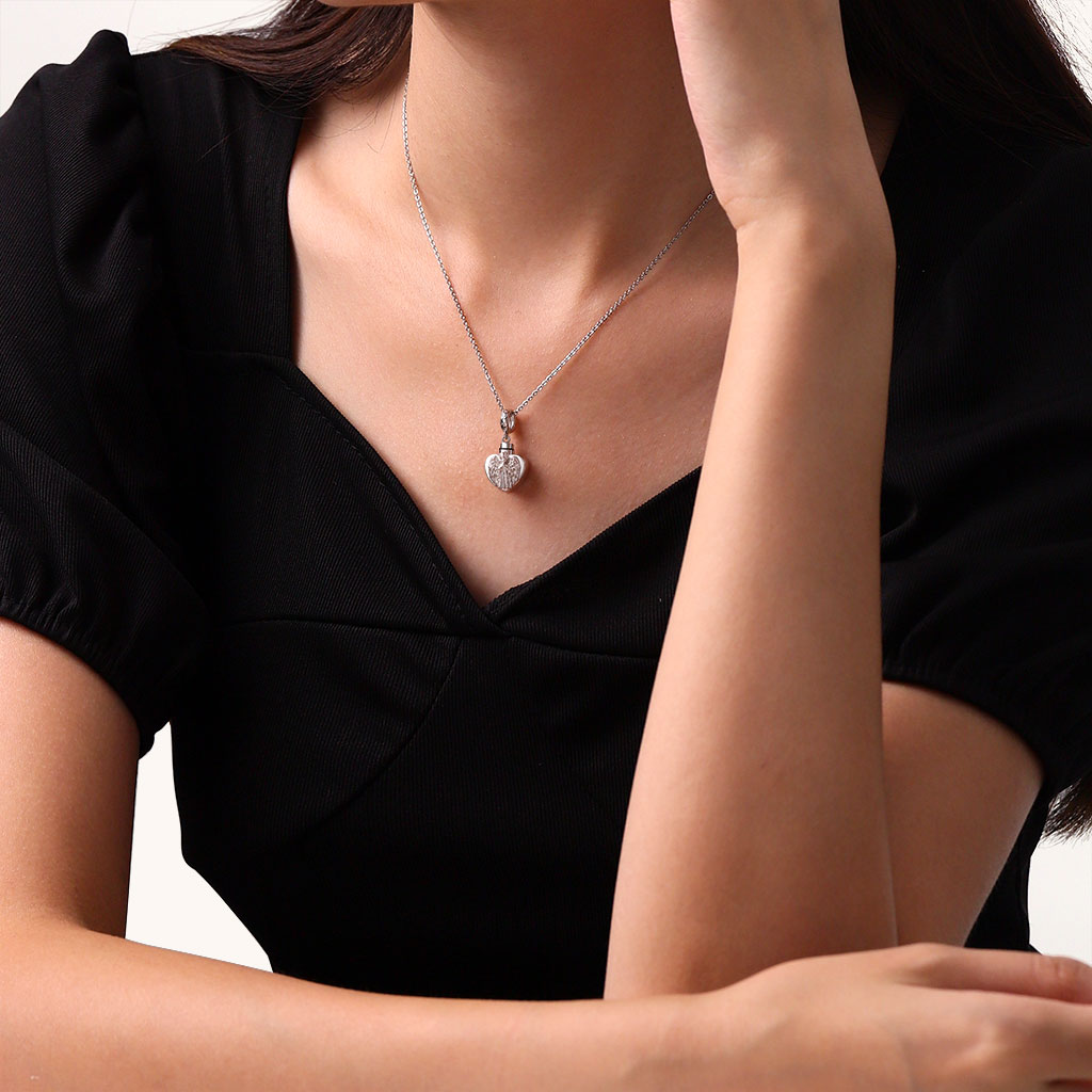 Gnoce Memorial Angel Urn Ashes Heart Pendant Dangle Charm_6
