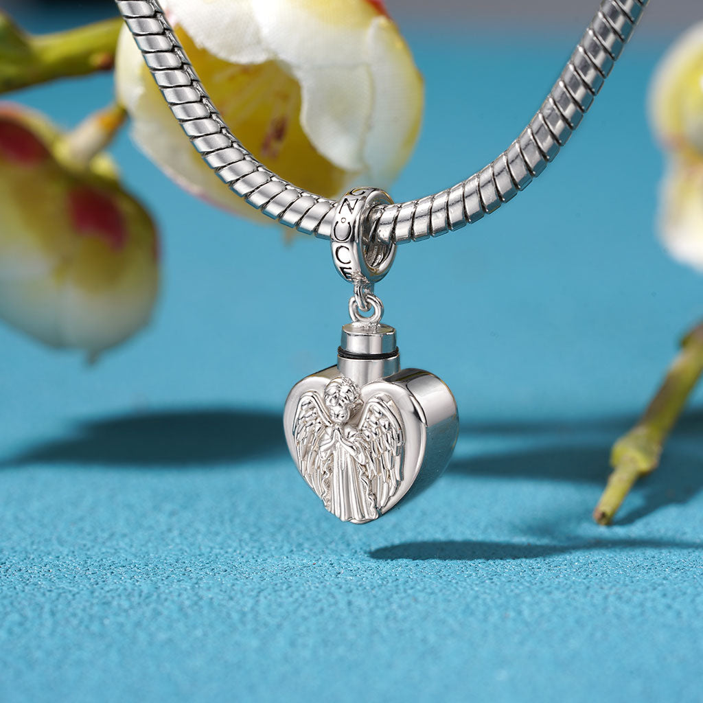 Gnoce Memorial Angel Urn Ashes Heart Pendant Dangle Charm_5