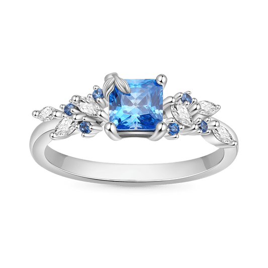 Gnoce Aquamarine Square Chamfer Cut Leafs Rings_1