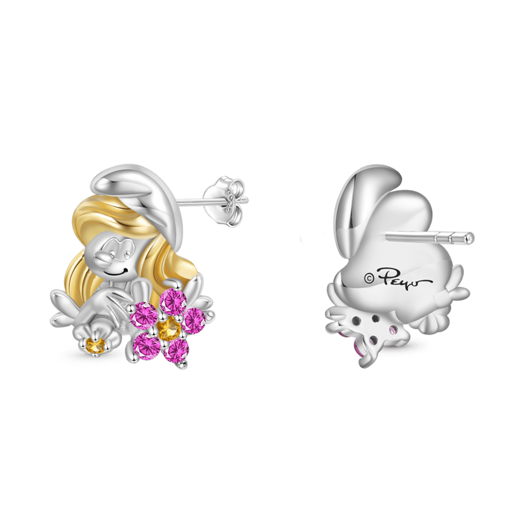 Gnoce Sweet and Cute Smurfette Stud Earrings_3
