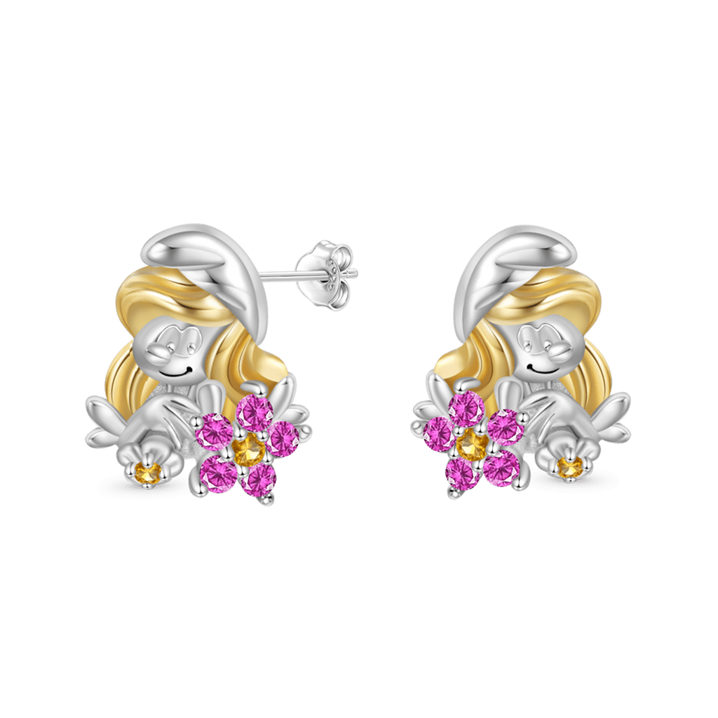 Gnoce Sweet and Cute Smurfette Stud Earrings_2