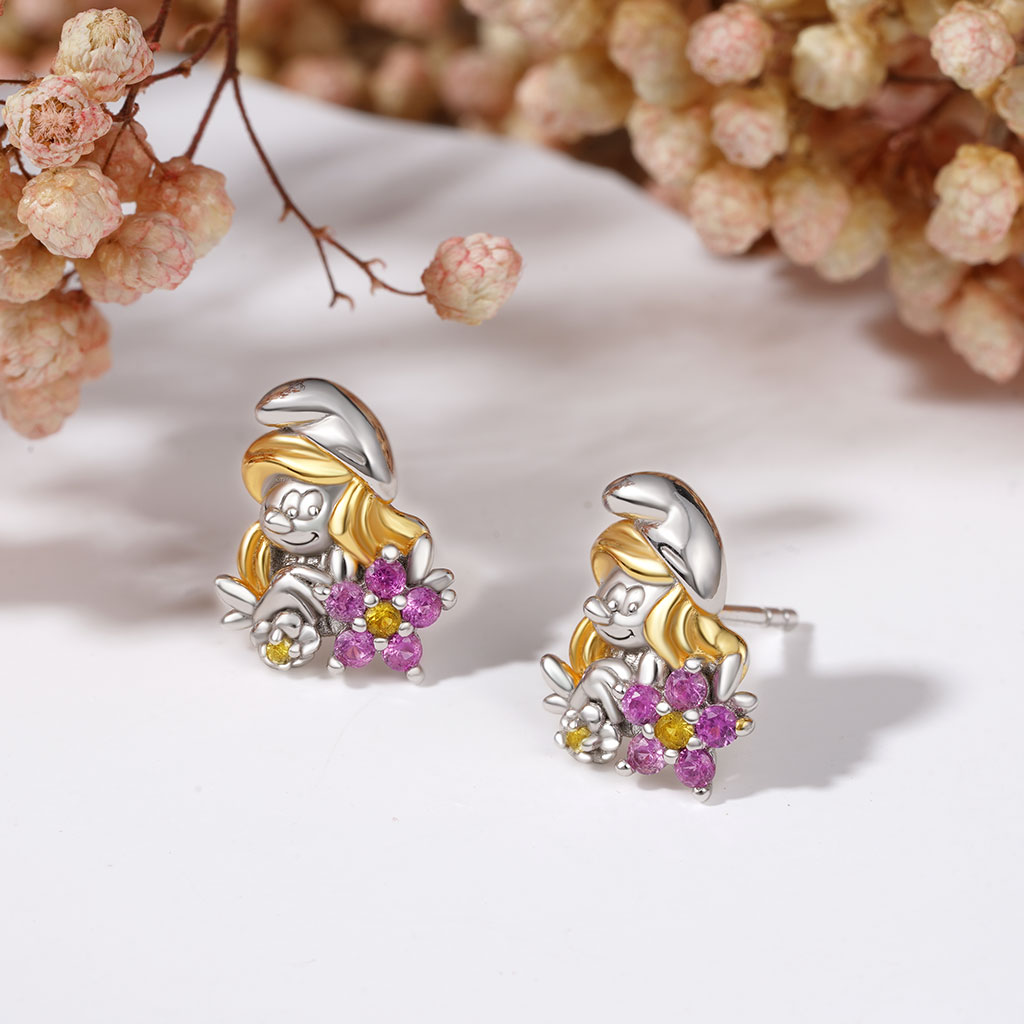 Gnoce Sweet and Cute Smurfette Stud Earrings_4