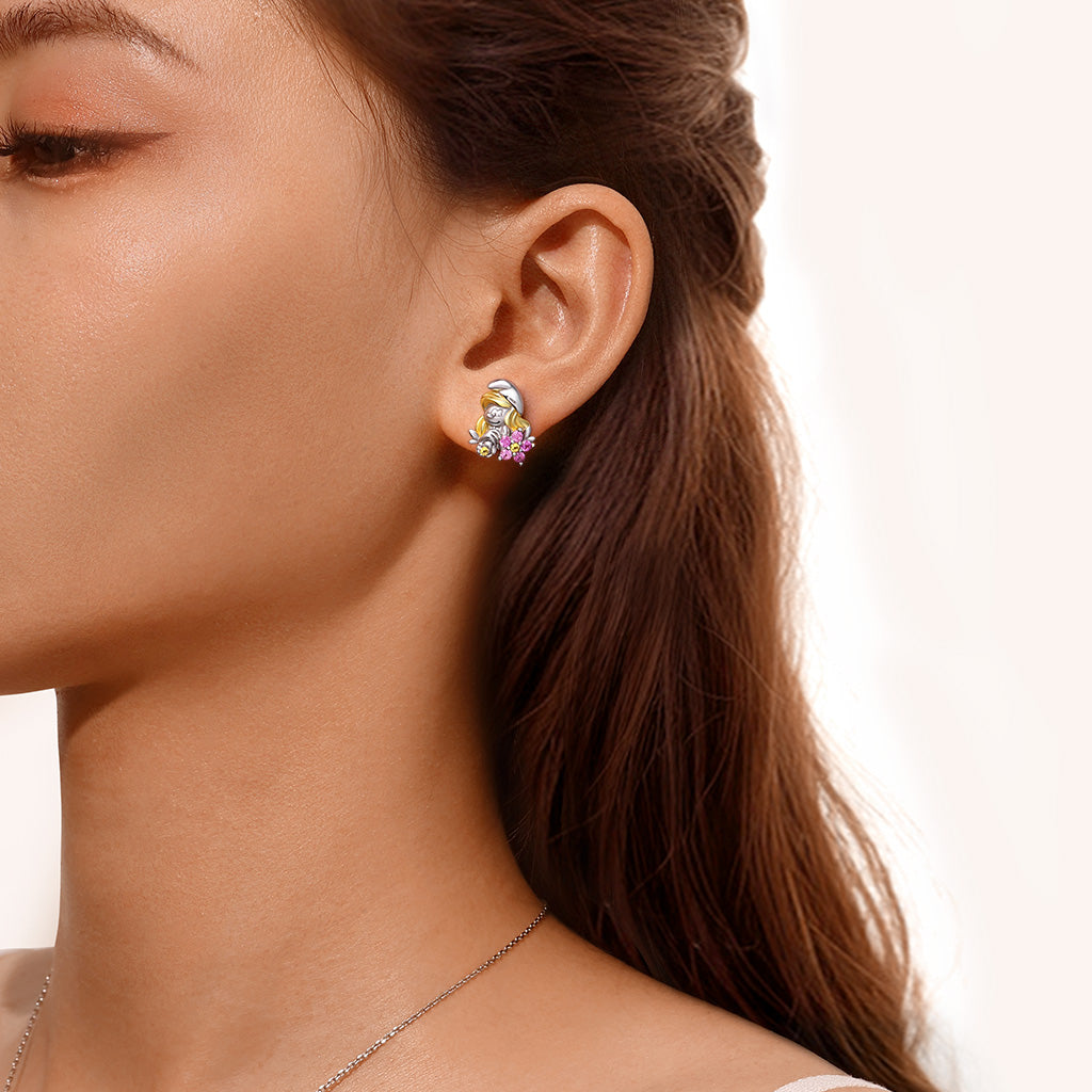 Gnoce Sweet and Cute Smurfette Stud Earrings_5