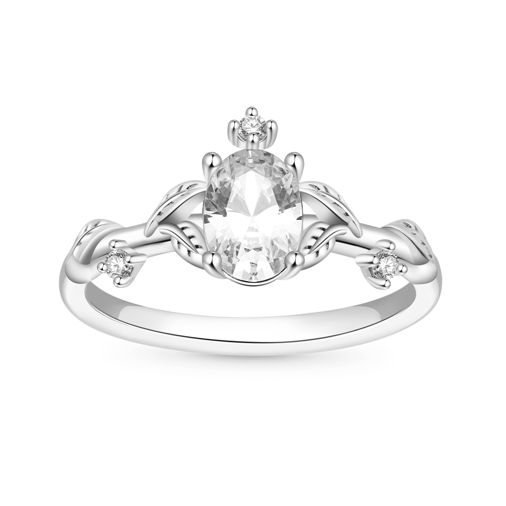 Gnoce Vine Wrap Oval White CZ Stackable Rings_4