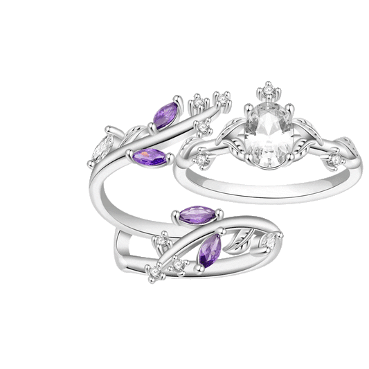 Gnoce Vine Wrap Oval White CZ Stackable Rings_1