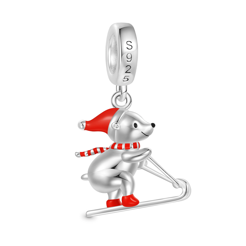 Gnoce Christmas Skiing Polar Bear Pendant Dangle Charm_2