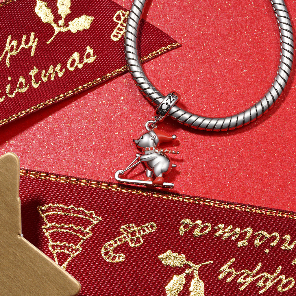 Gnoce Christmas Skiing Polar Bear Pendant Dangle Charm_3