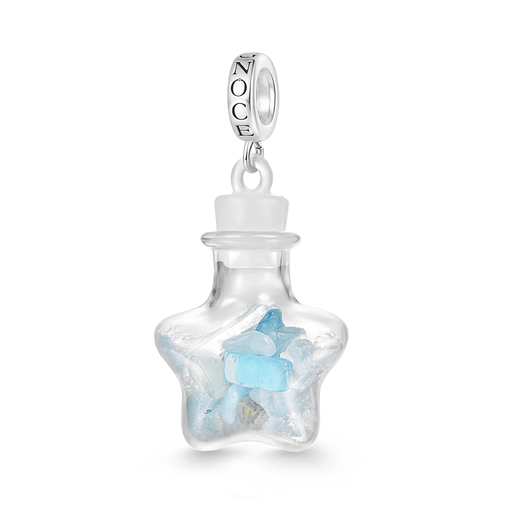 Gnoce Aquamarine Crystal Glass Bottle Pendant Dangle Charm_1