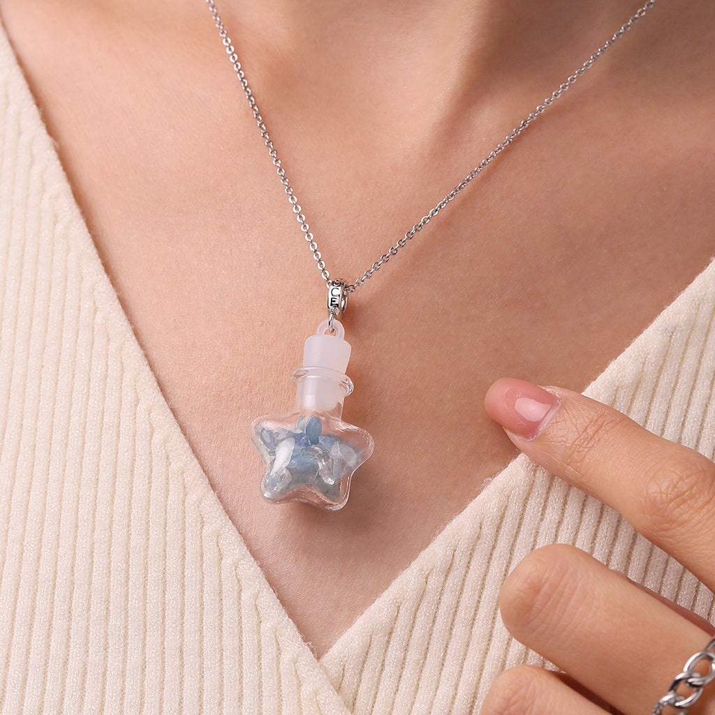 Gnoce Aquamarine Crystal Glass Bottle Pendant Dangle Charm_5