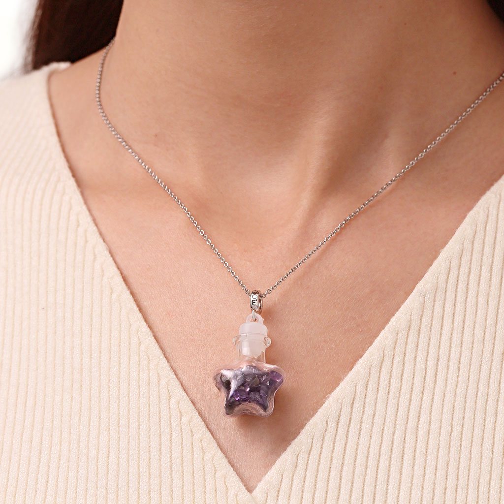 Gnoce Amethyst Crystal Glass Bottle Pendant Dangle Charm_5