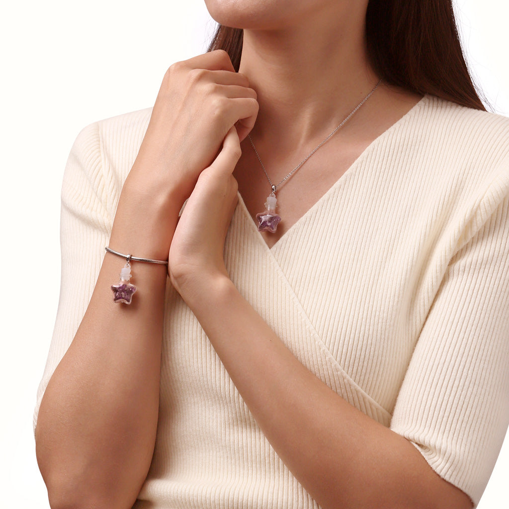 Gnoce Amethyst Crystal Glass Bottle Pendant Dangle Charm_4