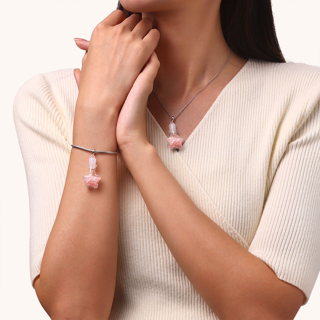 Gnoce Pink Crystal Glass Bottle Pendant Dangle Charm_4