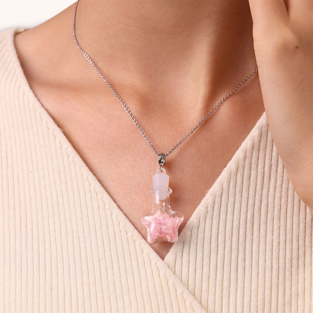 Gnoce Pink Crystal Glass Bottle Pendant Dangle Charm_5