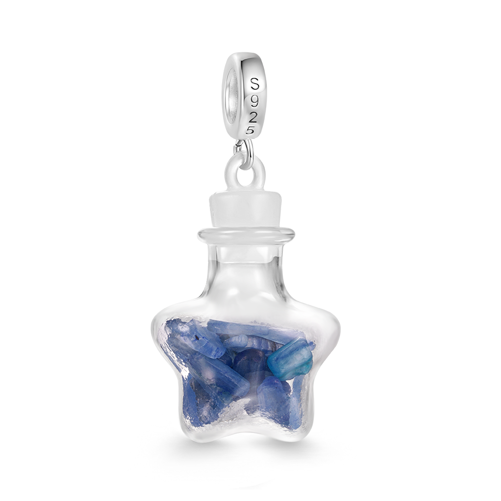 Gnoce Blue Stripe Crystal Glass Bottle Pendant Dangle Charm_2