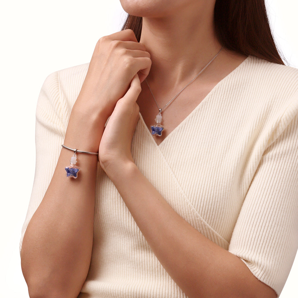 Gnoce Blue Stripe Crystal Glass Bottle Pendant Dangle Charm_4