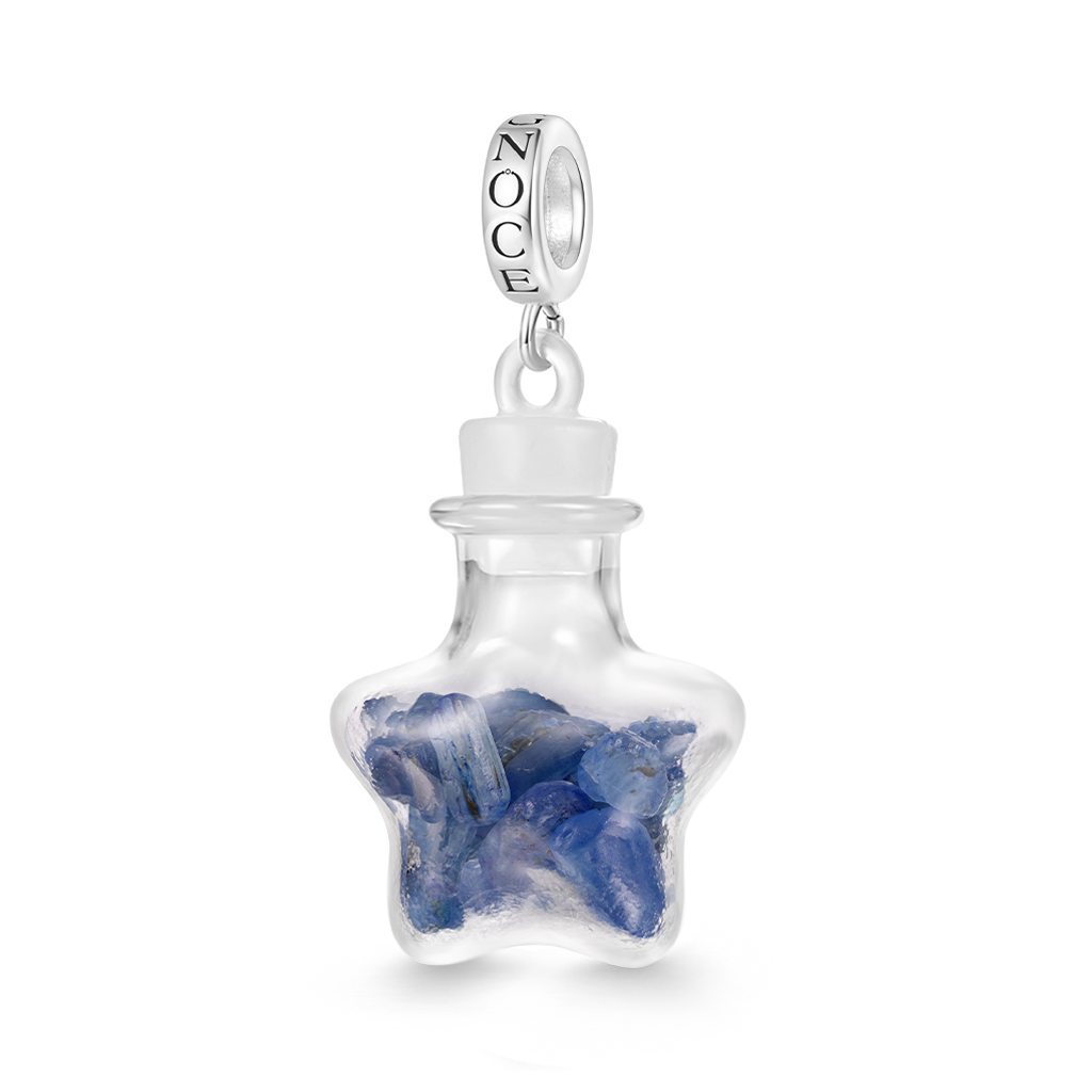 Gnoce Blue Stripe Crystal Glass Bottle Pendant Dangle Charm_1