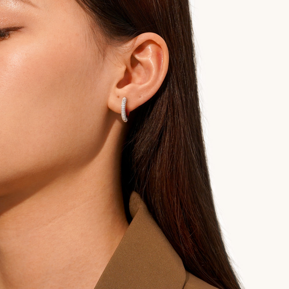 Gnoce Cubic Zirconia Sterling Silver Hoop Earrings_5