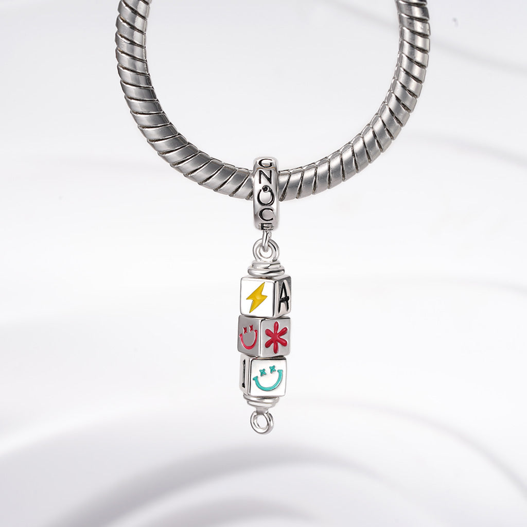 Gnoce Personalized 3-Block Rotating Digital Pendant Dangle Charm_4