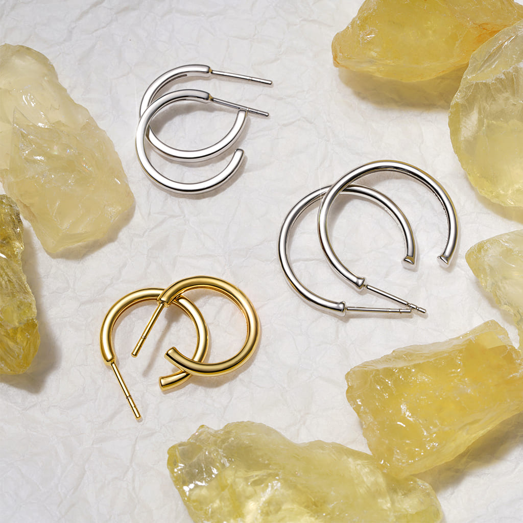 Gnoce Warm Brushed Round Tube Hoop Earrings_5