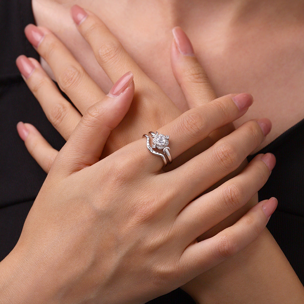 Gnoce Moon and Star White Zircon Stackable Rings_4