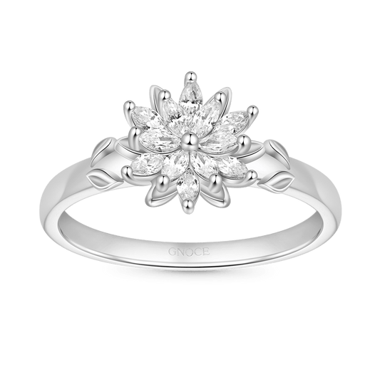 Gnoce Blooming Flower White Zircon Ring_1