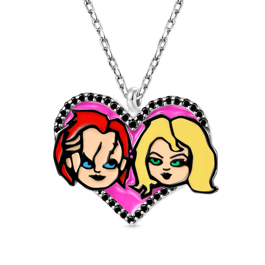 Gnoce Twisted Couple Chucky and Tiffany Heart Necklace_1