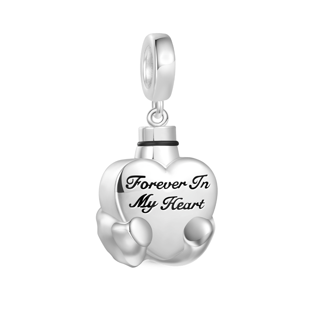 Gnoce Engravable 'Forever In My Heart' Heart Memorial Urn Ashes Pendant Dangle Charm_3